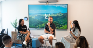 Desde la izquierda, Selymar Colón, directora general de Platea; José Juan Barea, exbaloncelista y actual asistente técnico del Equipo Nacional; y Crystal Díaz, cofundadora de PRoduce y propietaria de la agrohospedería El Pretexto, en Cayey.